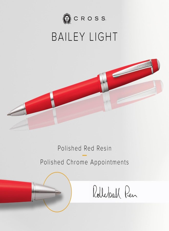 Cross Bailey Light Refillable Rollerball Pen Presented in a Everyday Gift Box - Medium Point, Black Ink, Red - Image 2